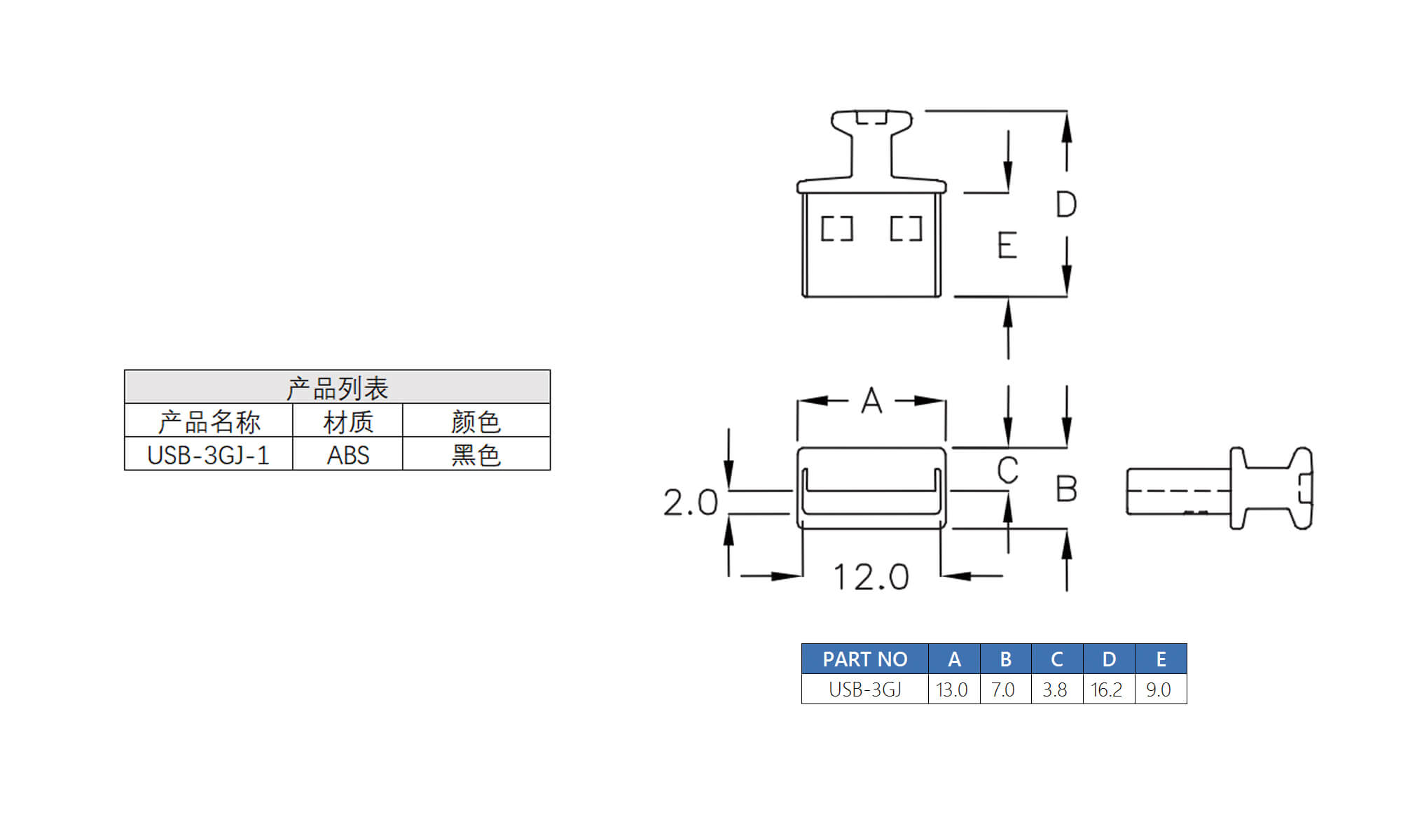 插头盒 USB-3GJ-1